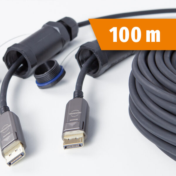 PANZERKABEL DisplayPort Kabel 8K 60Hz armiert mit Steckerschutz 100m