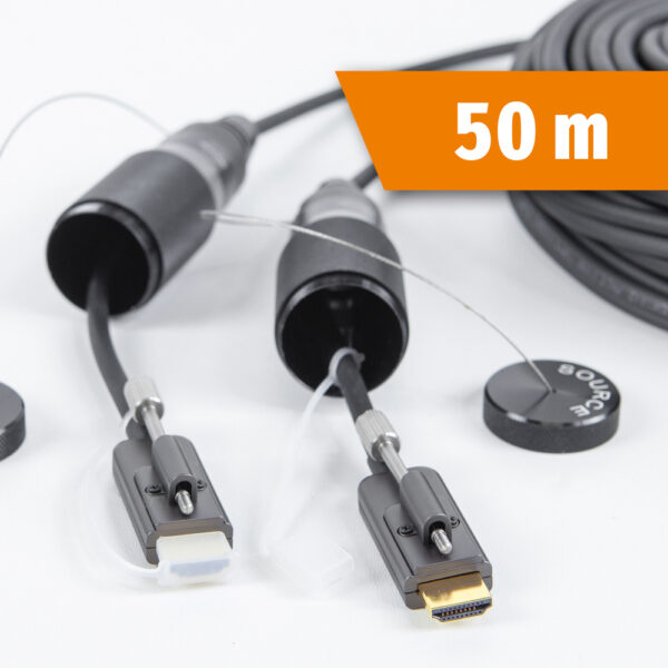 PANZERKABEL HDMI 2.1 PRO 50m, Verschraubung, Aluminium-Steckerschutz